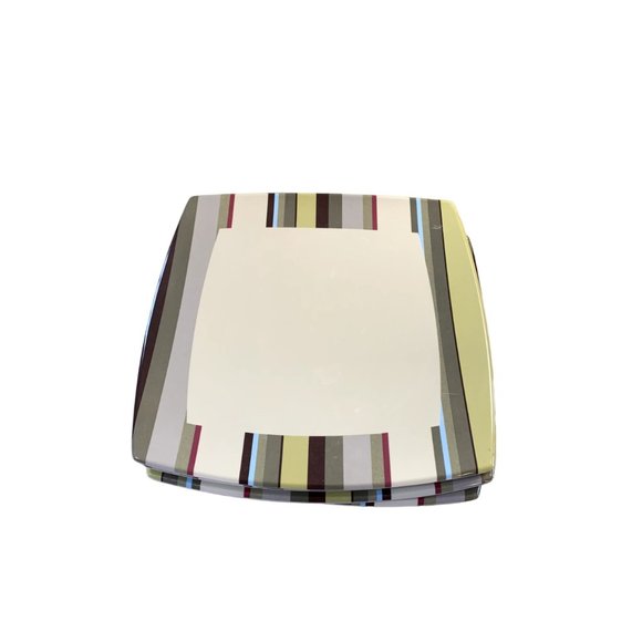 Bed Bath Beyond Striped Square Dinner Plates Beige Green Brown Set of 4 - Picture 2 of 3